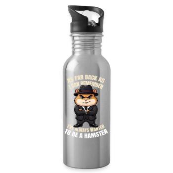 Lustiger Gangster-Hamster-Tierfilm Parodie Schwarz - Trinkflasche mit integriertem Trinkhalm - Lightsilver - Rechts