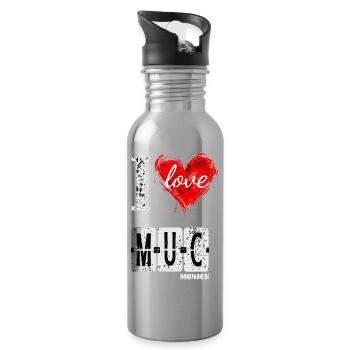 J’adore Munich - Gourde avec paille intégrée - argent clair - Droite