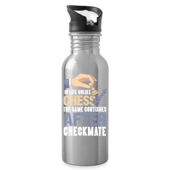 Échiquier des joueurs d’échecs - Gourde avec paille intégrée - argent clair - Droite
