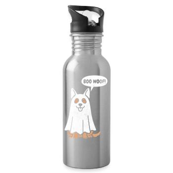Berger allemand Boo Woof - Chien drôle d’Halloween - Gourde avec paille intégrée - argent clair - Droite