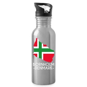 Bornholm Denmark - Water bottle with straw - silver - Right