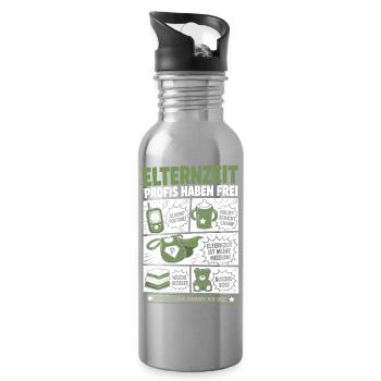 Elternzeit Profis Haben Frei - Trinkflasche mit integriertem Trinkhalm - Lightsilver - Rechts