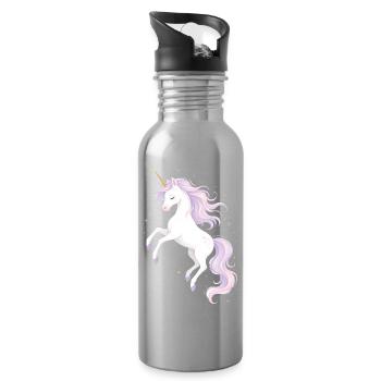 Illustration de licorne magique - Gourde avec paille intégrée - argent clair - Droite