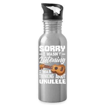 Lustiges Ukulele Designs Und Sprüche - Trinkflasche mit integriertem Trinkhalm - Lightsilver - Rechts