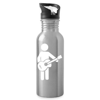 Gitarrist Silhouette Musik Design - Trinkflasche mit integriertem Trinkhalm - Lightsilver - Rechts