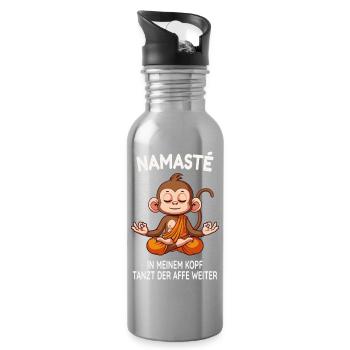 Namasté – In meinem Kopf tanzt der Affe - Trinkflasche mit integriertem Trinkhalm - Lightsilver - Rechts