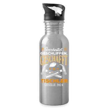 Tischler Geselle Geschafft - Trinkflasche mit integriertem Trinkhalm - Lightsilver - Rechts