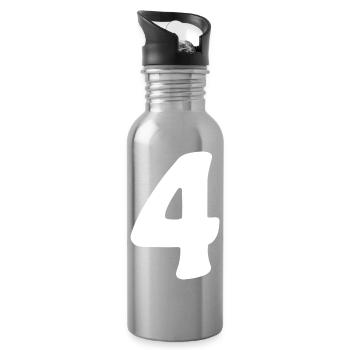 Vier: Minimalistische Ziffer 4 | Vierter - Trinkflasche mit integriertem Trinkhalm - Lightsilver - Rechts