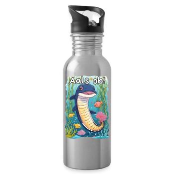 Aal Spruch Cartoonstyle - Aals ob! - Trinkflasche mit integriertem Trinkhalm - Lightsilver - Rechts