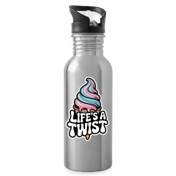  Lifes A Twist Softeis Waffel Rosa Blau Sommer - Trinkflasche mit integriertem Trinkhalm - Lightsilver - Rechts