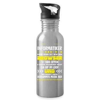 Informatiker Hirn Browser - Trinkflasche mit integriertem Trinkhalm - Lightsilver - Rechts