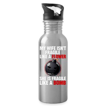Female Strength Bomb Grafiken - Trinkflasche mit integriertem Trinkhalm - Lightsilver - Rechts