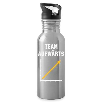 Team Aufwärts (Erfolg / Fortschritt / NEG Gold 2C) - Trinkflasche mit integriertem Trinkhalm - Lightsilver - Rechts