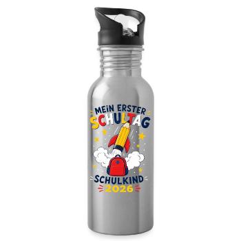 Mein erster Schultag – Schulkind 2026 - Trinkflasche mit integriertem Trinkhalm - Lightsilver - Rechts