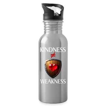 Herzschutz: Freundlichkeit ungleich Schwäche - Trinkflasche mit integriertem Trinkhalm - Lightsilver - Rechts