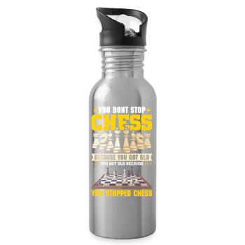 Schach Schachspieler Schachbrett - Trinkflasche mit integriertem Trinkhalm - Lightsilver - Rechts