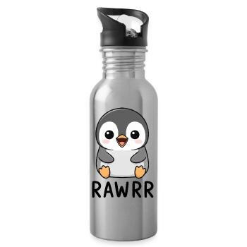Süßer Cartoon Pinguin Chibi Rawr - Trinkflasche mit integriertem Trinkhalm - Lightsilver - Rechts