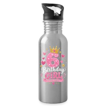 Couronne pailletée de la fille d’anniversaire 6 - Gourde avec paille intégrée - argent clair - Droite
