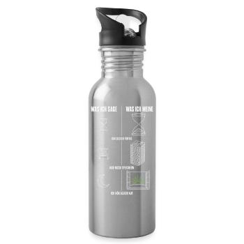 Was ich sage Was ich meine Gamer Zocker Herren - Trinkflasche mit integriertem Trinkhalm - Lightsilver - Rechts