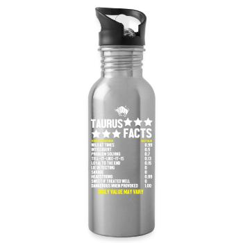 Zodiac sign Taurus - Water bottle with straw - silver - Right