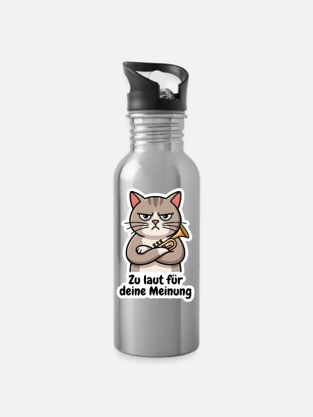 Trompete Trompeter Katze Blechbläser T-Shirt - Trinkflasche mit integriertem Trinkhalm - Lightsilver