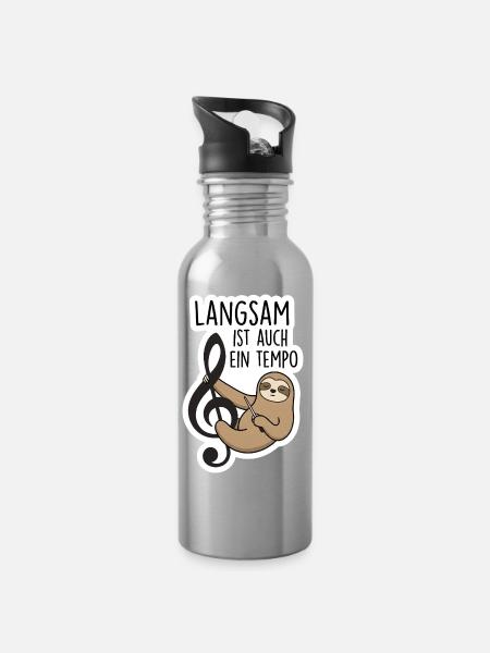Dirigent Faultier Orchester Tempo T-Shirt - Trinkflasche mit integriertem Trinkhalm - Lightsilver