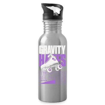 Gravity Hates My Skates – Rollschuhe - Trinkflasche mit integriertem Trinkhalm - Lightsilver - Rechts
