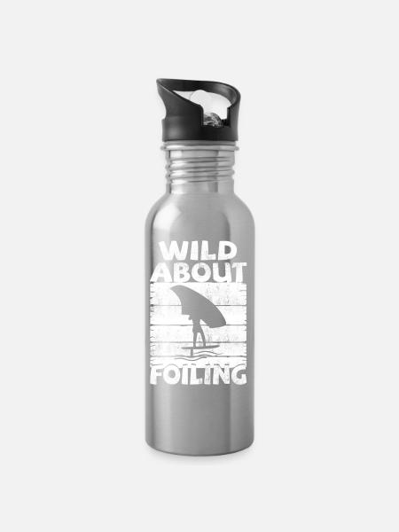 Wild about Foiling - Trinkflasche mit integriertem Trinkhalm - Lightsilver