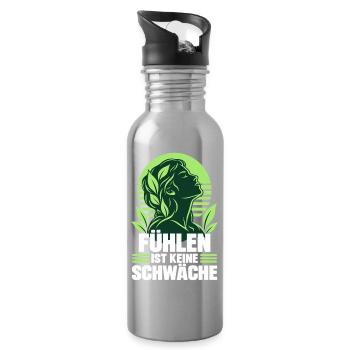 FÜHLEN IST KEINE SCHWÄCHE – Mentale Gesundheit  - Trinkflasche mit integriertem Trinkhalm - Lightsilver - Rechts