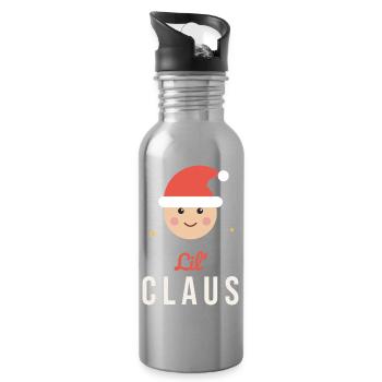 Lil' Claus – Passende Familienkinder zu Weihnachten - Trinkflasche mit integriertem Trinkhalm - Lightsilver - Rechts