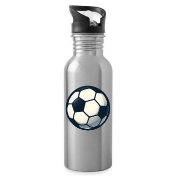 Kugelball Muster Fußball - Trinkflasche mit integriertem Trinkhalm - Lightsilver - Rechts