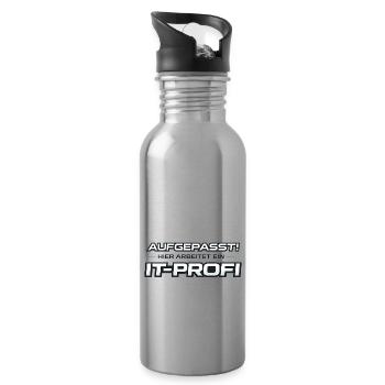Aufgepasst IT-Profi - Trinkflasche mit integriertem Trinkhalm - Lightsilver - Rechts