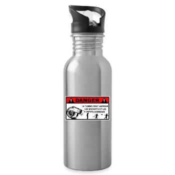 Attention turbo - Gourde avec paille intégrée - argent clair - Droite