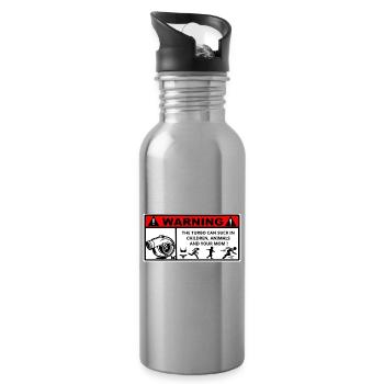 warning - Water bottle with straw - silver - Right