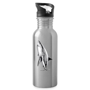 Weißer Hai - Weißer Hai - Trinkflasche mit integriertem Trinkhalm - Lightsilver - Rechts