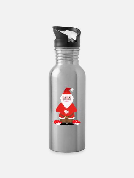 Weihnachtsmann - Trinkflasche mit integriertem Trinkhalm - Lightsilver