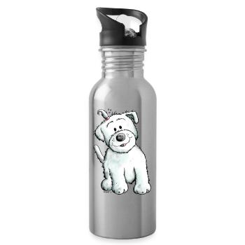 Cute Malteser - Water bottle with straw - silver - Right