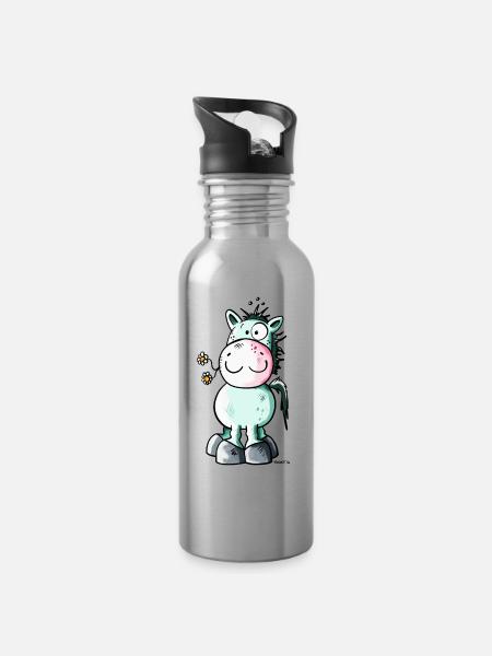 Mignon Cheval - Gourde avec paille intégrée - argent clair