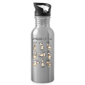 Hunde Yoga - Trinkflasche mit integriertem Trinkhalm - Lightsilver - Rechts