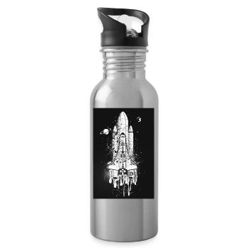 Fantasievolles Space Shuttle im Graffiti Stil - Trinkflasche mit integriertem Trinkhalm - Lightsilver - Rechts