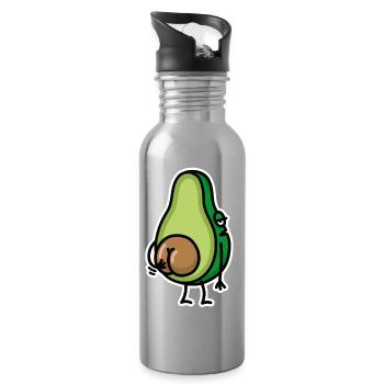 Funny avocado butt scratching ass gift idea - Water bottle with straw - silver - Right