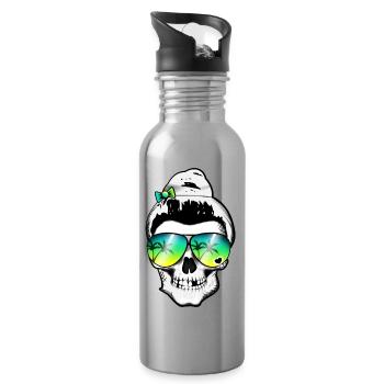 Skull woman - Water bottle with straw - silver - Right