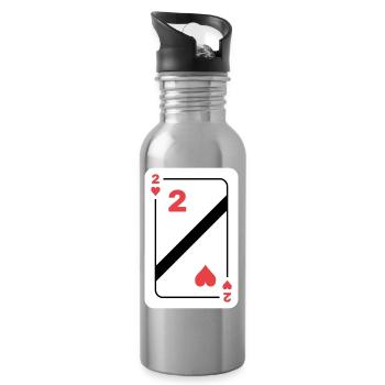 Heart Two Playing Card Poker Card - Water bottle with straw - silver - Right