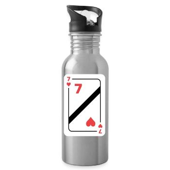 Heart Seven Playing Card Poker Card - Water bottle with straw - silver - Right