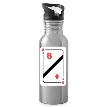 Eight of Diamonds Playing Card Poker Card - Water bottle with straw - silver - Right