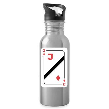 Jack of Diamonds Playing Card Poker Card - Water bottle with straw - silver - Right