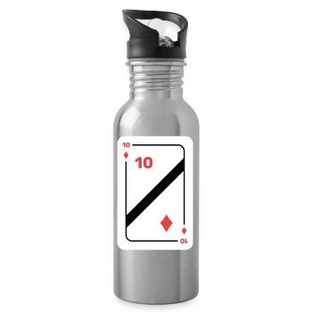 Ten Diamonds Playing Card Poker Card - Water bottle with straw - silver - Right