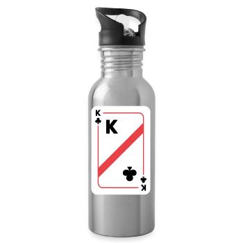 Cross King Playing Card Poker Card - Water bottle with straw - silver - Right
