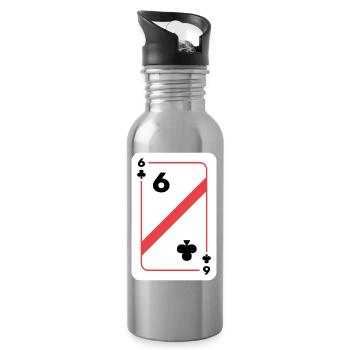 Kreuz Sechs Spielkarte Pokerkarte - Trinkflasche mit integriertem Trinkhalm - Lightsilver - Rechts