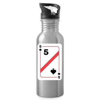 Pik Fünf Spielkarte Pokerkarte - Trinkflasche mit integriertem Trinkhalm - Lightsilver - Rechts